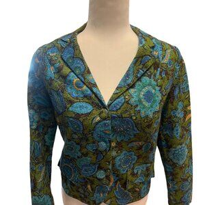 Vintage Barry Casuals Blue Green Paisley Jacket Size 9/10